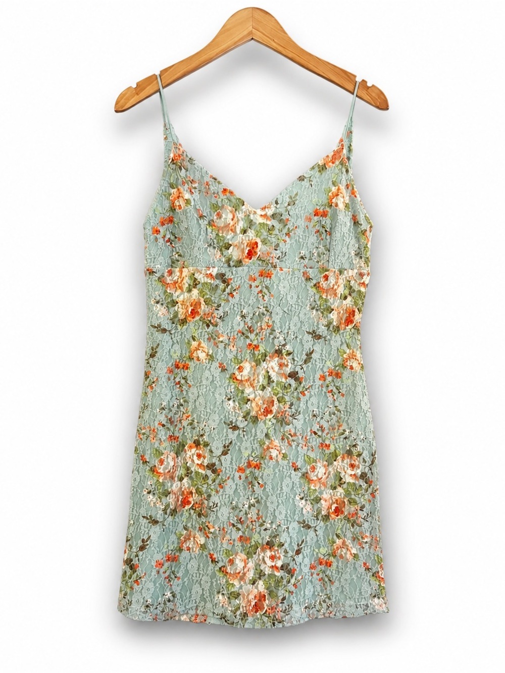 M&E Floral Lace Slip Dress Cowl Back Mini Romantic Cottagecore Size M